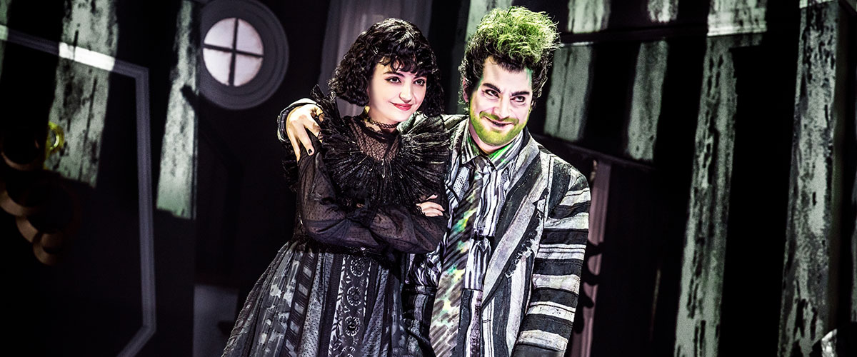  Pictured (L-R): Isabella Esler (Lydia) and Justin Collette (Beetlejuice) | Photo by Matthew Murphy, 2022