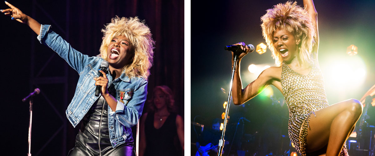 Naomi Rodgers as ‘Tina Turner’ and  Zurin Villanueva as ‘Tina Turner’ in the North American touring production of TINA – THE TINA TURNER MUSICAL. Photo by Matthew Murphy for MurphyMade, 2022